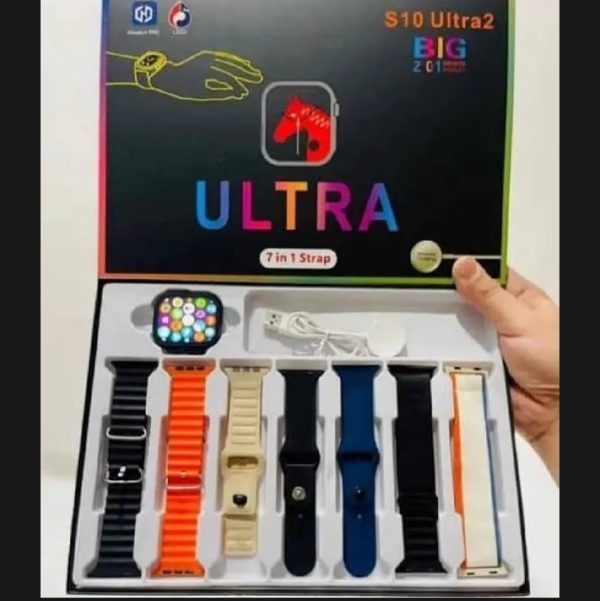 S10 Ultra 2 Smartwatch – Titanium Build, 7 Straps, Water-Resistant, Magnetic Charger